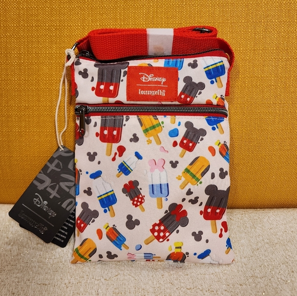 Loungefly Handbags - Loungefly Disney Mickey and Friends Popsicle Summer AOP Passport Bag NEW